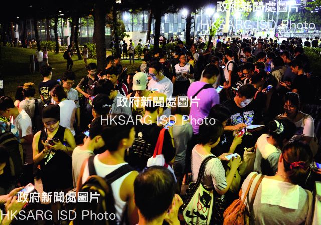The GPS-based mobile game, Pokemon Go, drew crowds to Morse Park in Wong Tai Sin in August.     